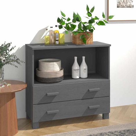 vidaXL Aparador HAMAR madera maciza pino gris oscuro 85x35x80 cm (1/5)
