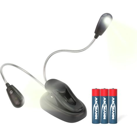 ANSMANN Klemmleuchte Twinflex - Flexible Leselampe dimmbar, batteriebetrieben