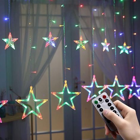 Mehrfarbige Fensterlichter, Sternenvorhänge, Weihnachtslichter