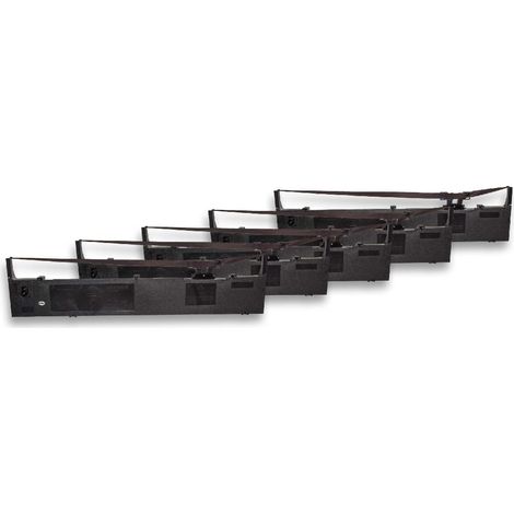 vhbw 5x Ribbon Cartridge Replacement for Epson S015086, C13S015086 for Dot Matrix, Receipt Printer - Black Ink Ribbon