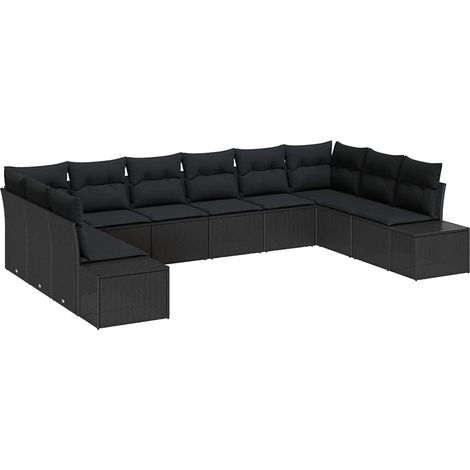 Garden Sofa Set 10 pcs Black 344 x 209 x 85 cm Poly rattan vidaXL