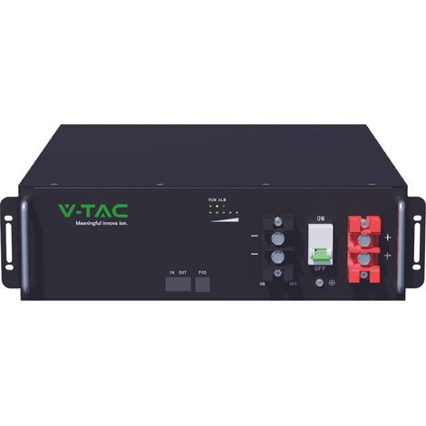 V-TAC Batteria Accumulo Rack 5.12kWh 51.2V 100Ah LFP BMS Nera Garanzia 10 Anni