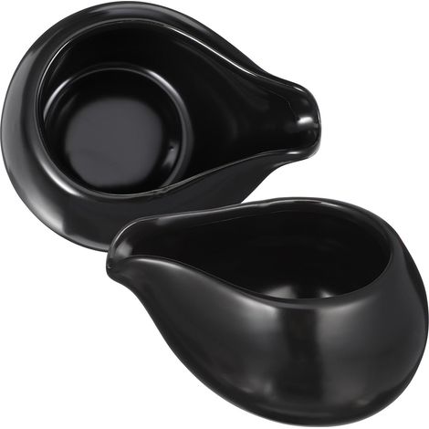 2 pièces Pichet à Lait Céramique Petit Format Bol Sauce Multifonction Tasse Café pour Maison et Restaurant Design Noir avec Bec Verseur Pratique (1/5)