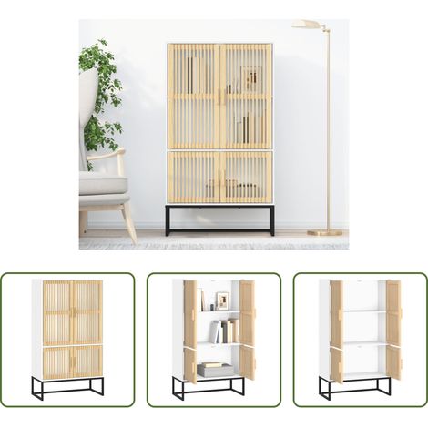 vidaXL Buffet scandinave -  Buffet haut blanc 70x35x125 cm bois d'ingénierie (1/5)