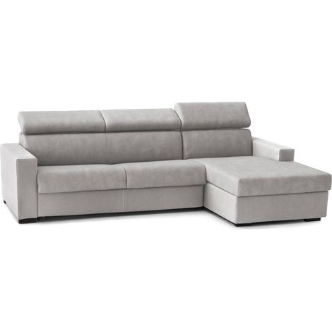 Talamo Italia - Divano letto con penisola Allevatore, Sofà con penisola contenitore Destra, Braccioli standard, 100% Made in Italy, Cm 280x95h85, Grigio