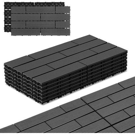 Jiubiaz Baldosas de terraza WPC 30x60 cm 60 piezas 10 m², antracita, encajables (1/5)