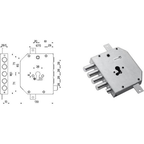 Serrure blindée pour cylindre européen gauche 89.M830.S00Q MOTTURA