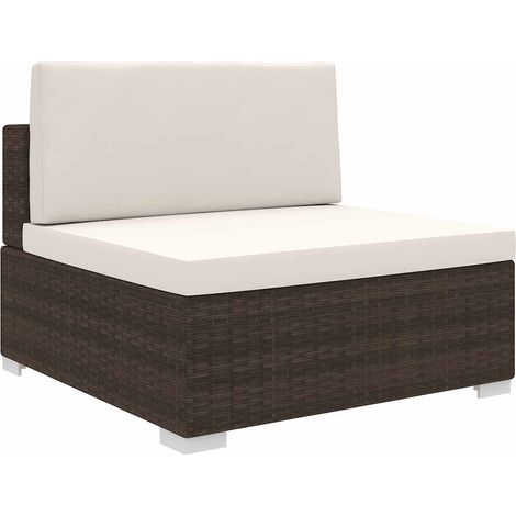 Fauteuil central de jardin modulable en résine tressée marron avec coussins 70 x 70 x 53 cm - PANGIVO (1/5)
