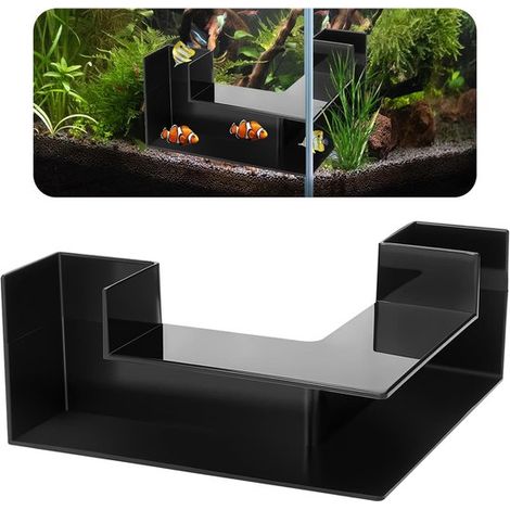 Décoration tunnel pour aquarium – Cachette/grotte pour crevettes – Enrichissement du milieu pour animaux aquatiques – Vue à 360 degrés – Taille unique – Noir (1/5)
