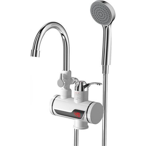 Chauffe-eau électrique instantané sans réservoir, robinet de cuisine, chauffe-eau avec LED(Beige) (1/4)