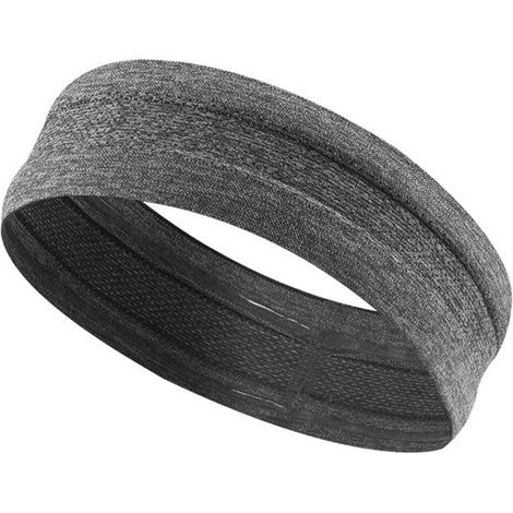 Fascia sportiva in rete grigio scuro con strisce antiscivolo in silicone, traspirante e ad asciugatura rapida. (1/5)