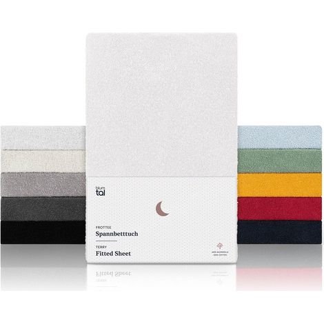 Drap Housse Coton éponge 140-160 x 200 cm - Lot de 2 - protège-Matelas Chaud & Confortable certifié Oeko-Tex pour Matelas avec Hauteur jusqu'à 27 cm - Drap Housse 160x200 cm - en Blanc (1/5)
