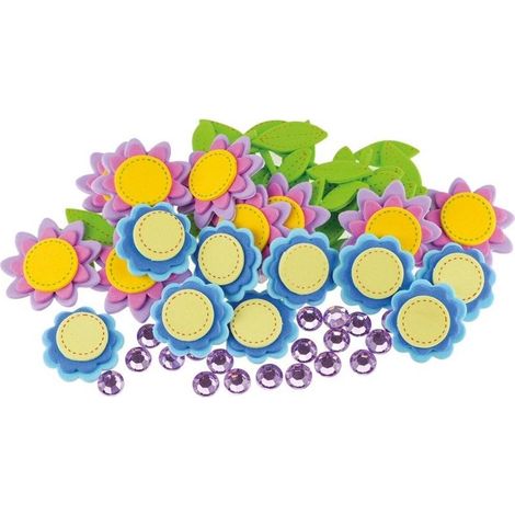 Adesivi in schiuma a forma di fiori + strass