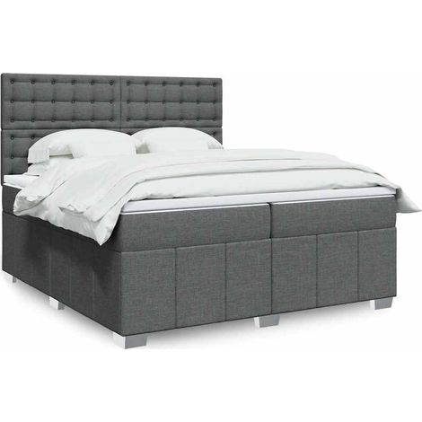 Boxspringbett mit Matratze Dunkelgrau 200x200 cm Stoff (1/5)