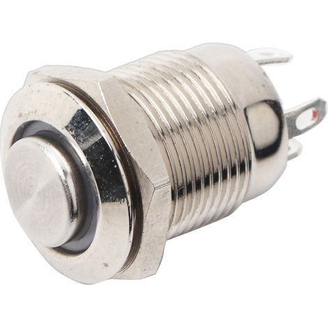 GARRYFIZH Interrupteur à bouton-poussoir momentané étanche en métal 12 mm, encastré, 4 broches, LED rouge 2 V