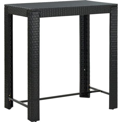Table haute de jardin Table de bar - Mange-Debout Noir 100x60,5x110,5 cm Résine tressée BV673893 - BonneVie (1/5)