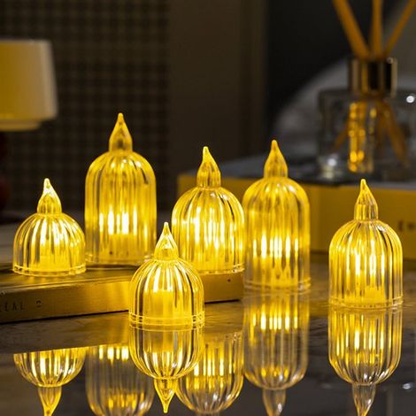6 veilleuses d'ambiance pour le camping, bougies électroniques, décorations de tente, accessoires photo et décorations de table de différentes tailles (1/4)