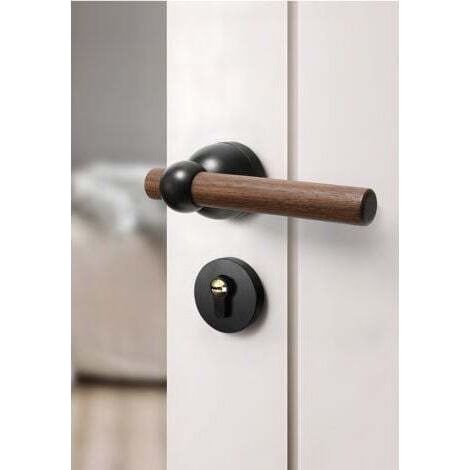 Serrure de porte en noyer, serrure de porte intérieure silencieuse, nouvelle poignée de porte en bois de style chinois (1/4)