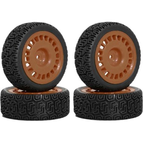 Lot de 4 pneus de 68 mm en caoutchouc pour voitures RC 1/10 XV01, XV02, TT01, TT02 et PTG-2 (pièces de rechange marron). (1/5)