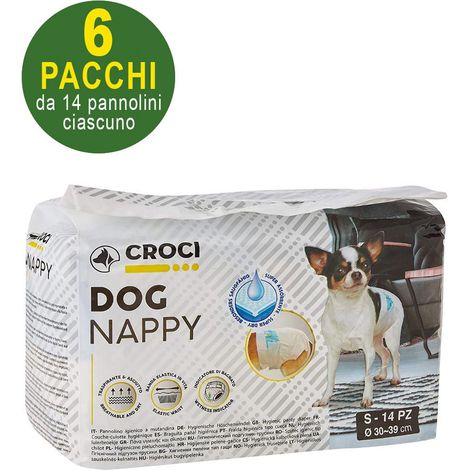 84 Couche pour chien S 30-39 cm Couches hygiéniques pour chien - 6 paquets de 14 chacune
