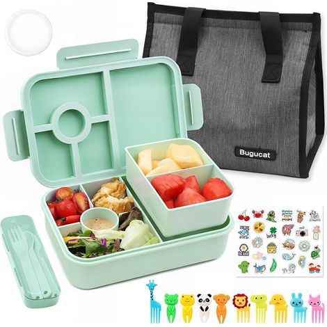 Bento Box Kinder 1300ML mit Lunchtasche, auslaufsicher, BPA-frei, inkl. Besteck & Obstgabeln (1/5)