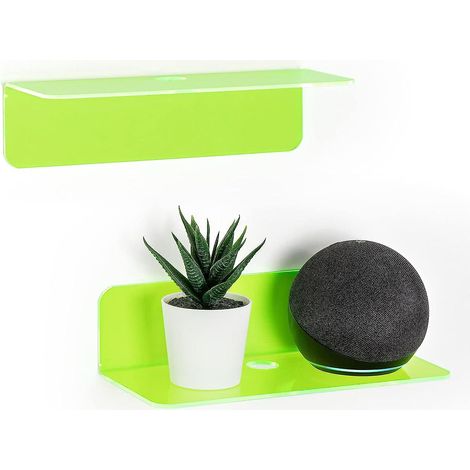 Set mit 2 fluoreszierend grünen Acryl-Wandregalen – Einfache Montage, kein Bohren erforderlich, erweiterbarer Stauraum für Schlafzimmer, Badezimmer und Küche (1/5)