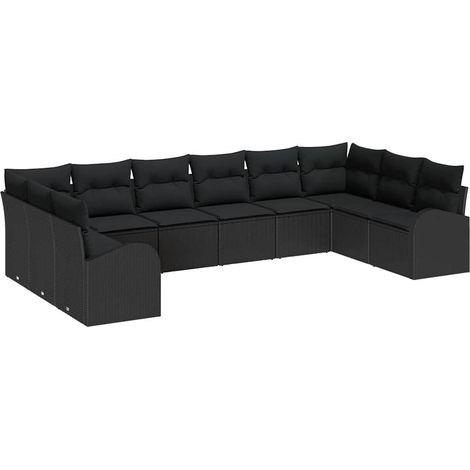 Maison Exclusive - Sofa Set mit Kissen 10 pcs Schwarz Polyrattan
