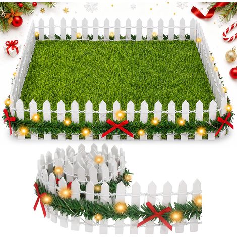 Clôture de Jardin Miniature en Bois, 90 x 5 cm Mini Clôture avec Lumières, Miniature Décoration pour Maison Bricolage Terrasse Bonsaï (1/5)