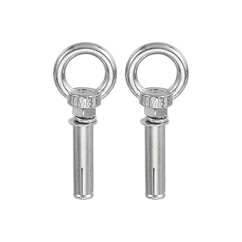 PATIKIL M8x60mm Boulon À Œil Pour Béton, 2 Pcs 304 Acier Inoxydable Boulons D’Expansion À Anneau De Levage Ancres Vis Pour Mur En Béton Briques Maçonnerie, Argent (1/5)