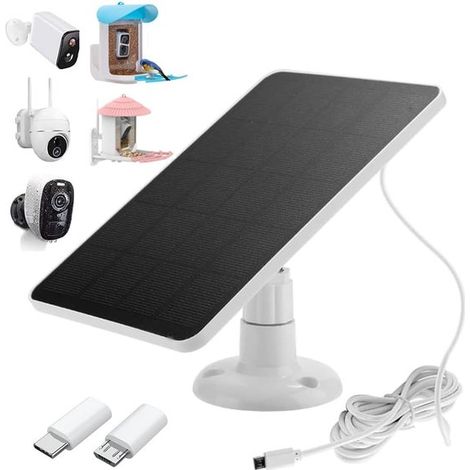 Solarladegerät,4 W,5 V,wasserdicht,geeignet für Türklingelkameras,Überwachungskameras,Vogelfutterkameras usw,inklusive 300 cm Kabelhalterung (1/5)