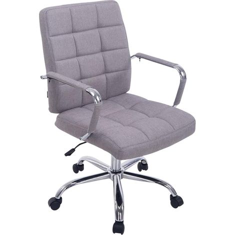 Chaise fauteuil de bureau à roulettes en tissu gris hauteur réglable BUR10113 (1/7)