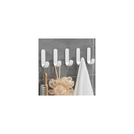 Selbstklebender Wandhaken, 10 Stück selbstklebende Haken, selbstklebender Edelstahlhaken, weiße Handtuchhaken- Crezuo (1/4)