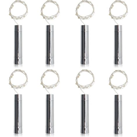 Lot de 20 guirlandes lumineuses LED pour bouteilles de vin, alimentées par piles AA, 1 mètre, blanc pur - XF33