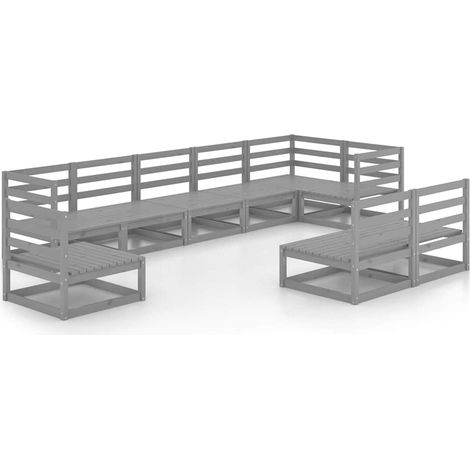 Maison Exclusive - Juego de muebles de jardín 9 piezas gris mader (1/5)