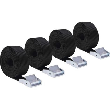 Lot de 4 sangles d'arrimage avec boucle - 25 mm x 5 m - Noir - Linxor (1/3)