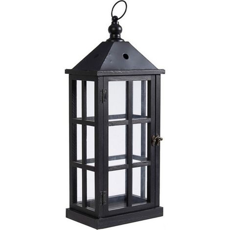 Lámpara de madera negra h55