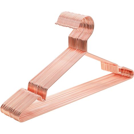 Cintre, Lot de 20, Cintres en Métal, Chromé, Antirouille, Gain de Place, Résistant, Longueur 42 cm, Rose Gold (1/5)