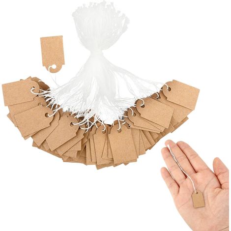 Paquete de 200 etiquetas de precio de papel, 2,5 x 1,5 cm - Etiquetas de precio - Etiquetas de regalo con cordón - Etiquetas colgantes para ropa y joyas