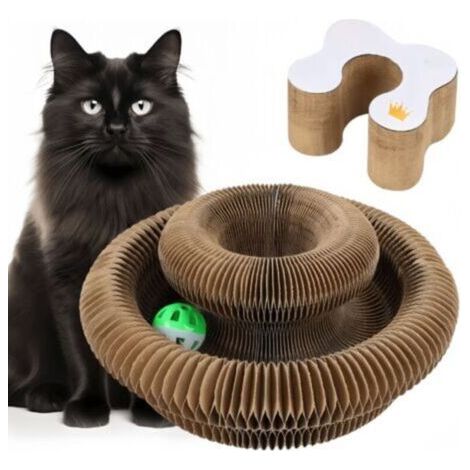 Pair Griffoir pour Chats Carton - Grattoir Multi-Formes Pliant, Jouet Interactif avec Cloche Dérouvable, Stimule l'Instinct de Chasse Félins, Adapté à Tous Les Âges de Chats (1/5)