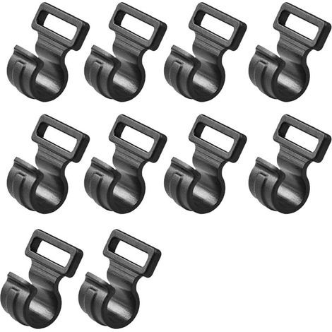 Lot de 10 crochets de tente pour camping, caravane, auvent - Clips intérieurs en plastique - Pour escalade et pêche - Noir - 16 x 20 x 12 mm (1/5)