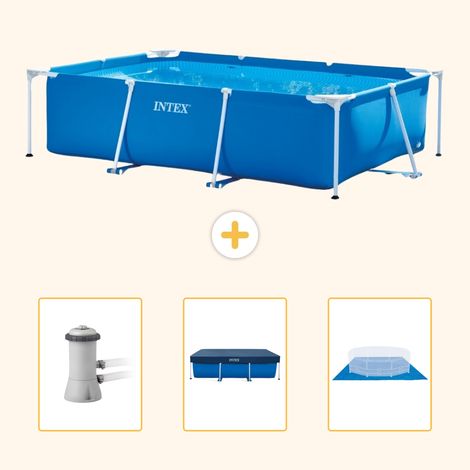 Intex – Piscine tubulaire rectangulaire 300x200x75 cm – 4 personnes – PVC renforcé – Installation rapide en 30 minutes – Pompe à filtre 2271 l/h