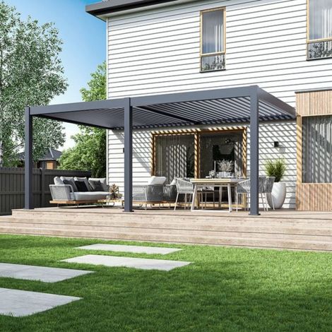Pérgola bioclimática adosada Ombrea VS 3x6M - V2 - Antracita