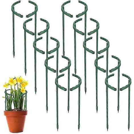 Lot de 10 tuteurs pour plantes, tuteurs ronds, tuteurs réutilisables pour plantes d'intérieur, tuteurs verts, adaptés aux rosiers, pivoines et lis grimpants. (1/5)