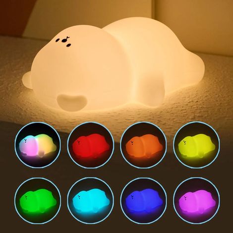 LED-Nachtlicht mit Silikonbirne, Touch-Funktion, USB-Ladefunktion, Timer, 7 Farben, einstellbarer Helligkeit, tragbar, Einschlafhilfe fürs Kinderzimmer (1/5)