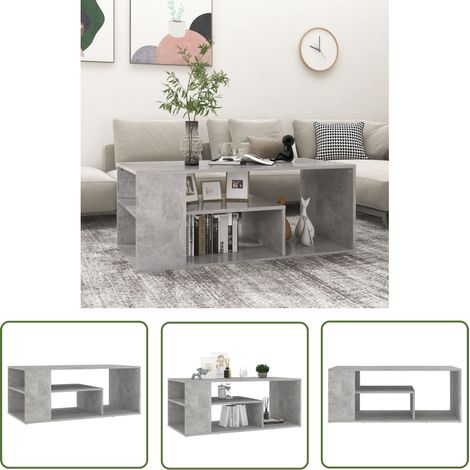 The Living Store Couchtisch Betongrau 100x50x40 cm Holzwerkstoff - Couchtisch - Beistelltisch - Wohnzimmermöbel - Holzmöbel - Grau (1/5)