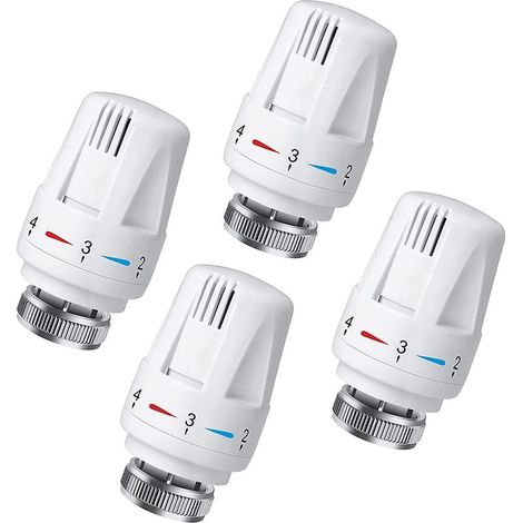 Tigrezy Lot de 4 Tête Thermostatique Connectée Vanne Thermostatique Accessoire, Tete Thermostatique Radiateur, Tête de Remplacement de Vanne de Radiateur pour le Thermostat M30 x 1.5 White