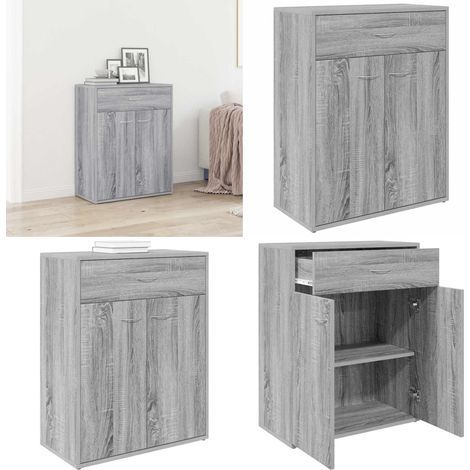 Aparador de madera contrachapada gris Sonoma 60x30x75 cm - Aparador gris - Aparador de almacenamiento