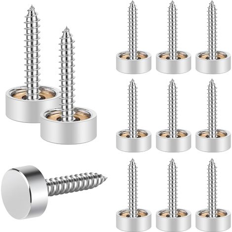 20 Pcs Vis à Miroir, Bolatus 12mm en Acier Inoxydable Miroir Décoratif Vis Couvercle Cap Clous avec Rondelles pour Tables à Miroir Plaques de Bain Armoires Panneaux en Verre (1/5)