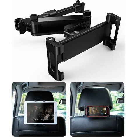 Memkey – Supporto per tablet da auto – Supporto universale per poggiatesta a 360° – Regolabile per tablet da 6 a 12 pollici – Robusta struttura in ABS – Silicone antiscivolo (1/5)