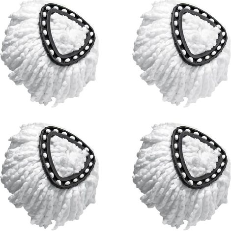 Lot de 4 têtes de vadrouille de rechange de qualité supérieure pour vadrouille magique rotative à 360°, compatible avec Vileda EasyWring et Clean Turbo Classic Tête de rechange 2 en 1 Turbo Mop, Blanc